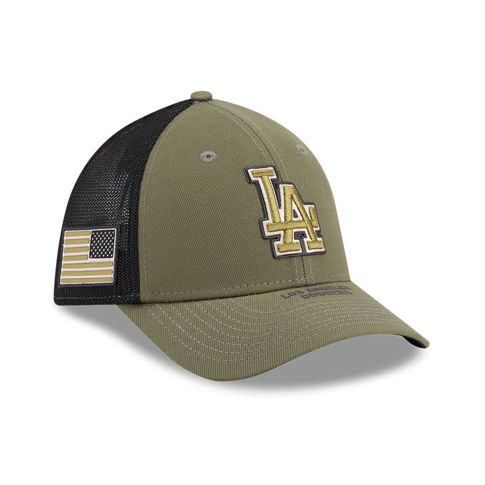 LA Dodgers MLB Armed Forces Day 2026 Green 39THIRTY M-Crown Stretch Fit Cap-kentox