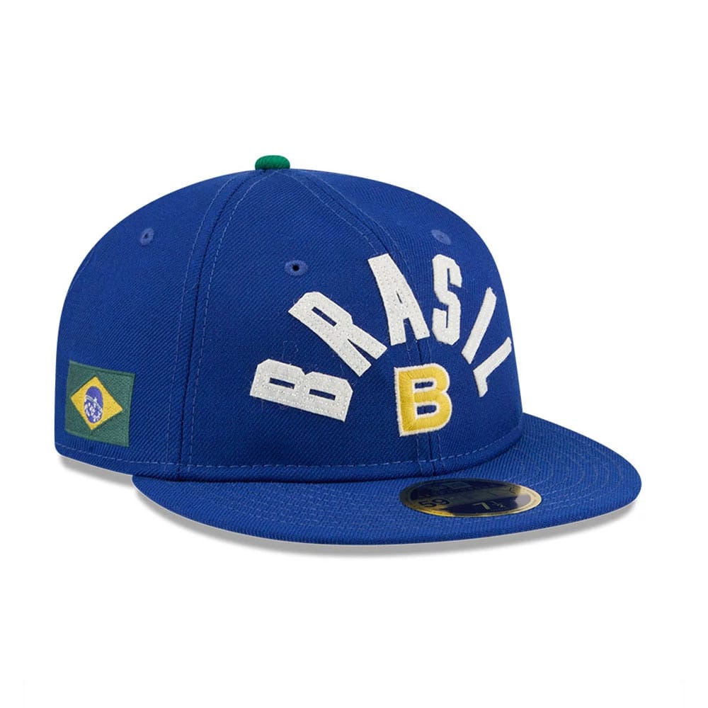 WBC Brazil Classical Script Blue Retro Crown 59FIFTY Fitted Cap-kentox
