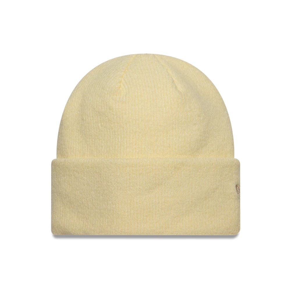 New Era Mohair Pastel Yellow Wide Cuff Knit Beanie Hat-kentox