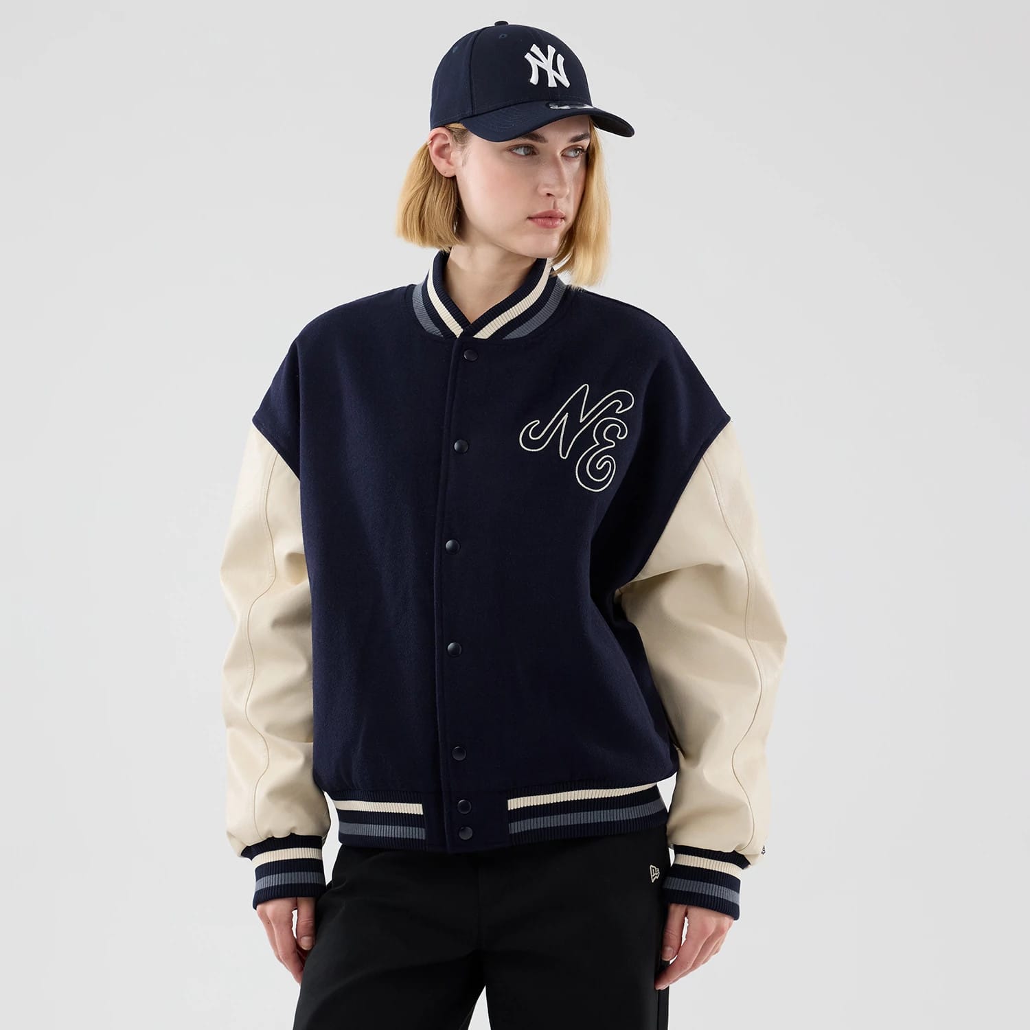 New Era Oversized Navy Varsity Jacket-kentox