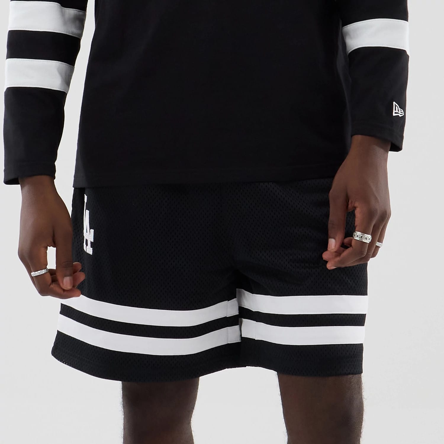 LA Dodgers MLB Mesh Black Oversized Shorts-kentox