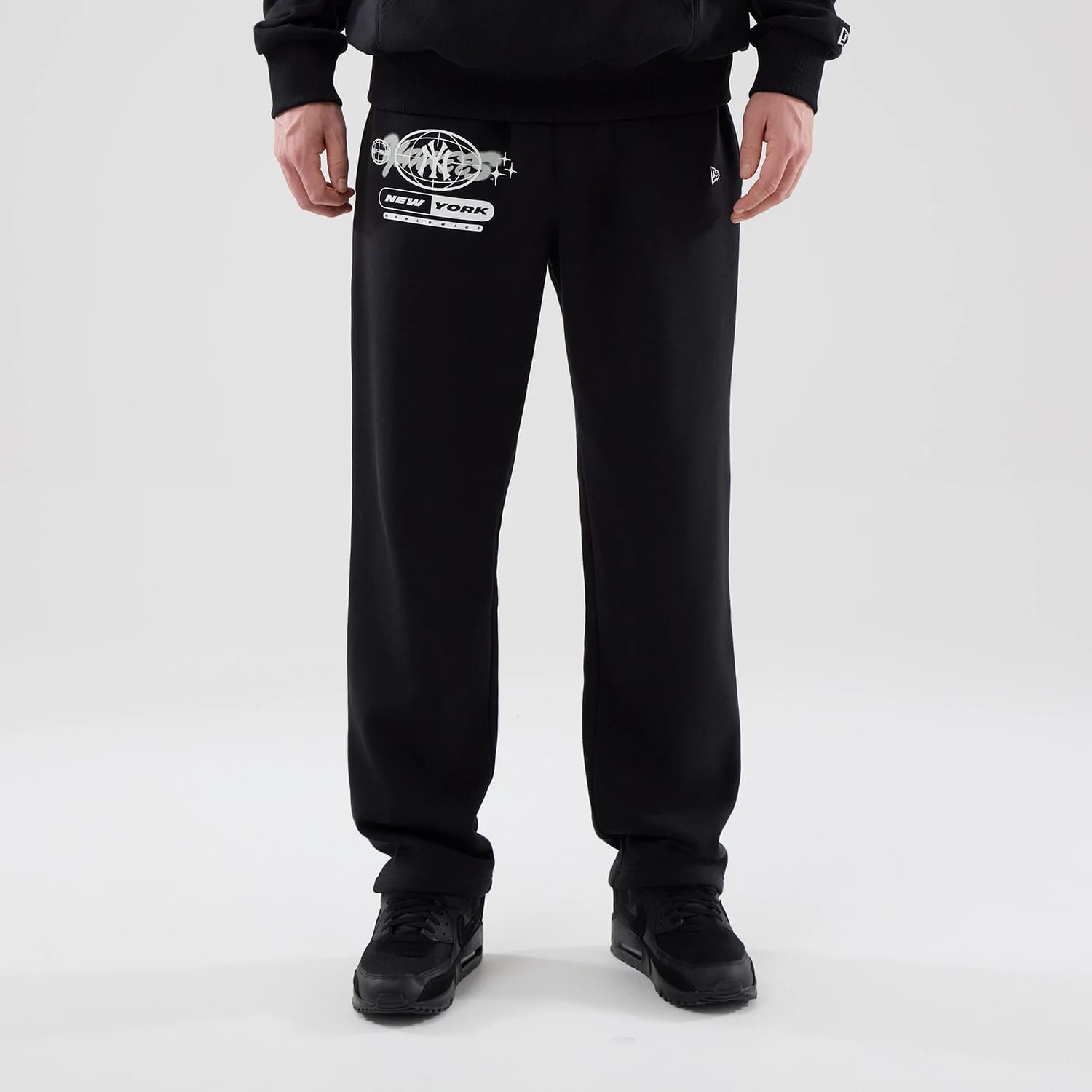 New York Yankees MLB Logo Graphic Black Straight Leg Joggers-kentox