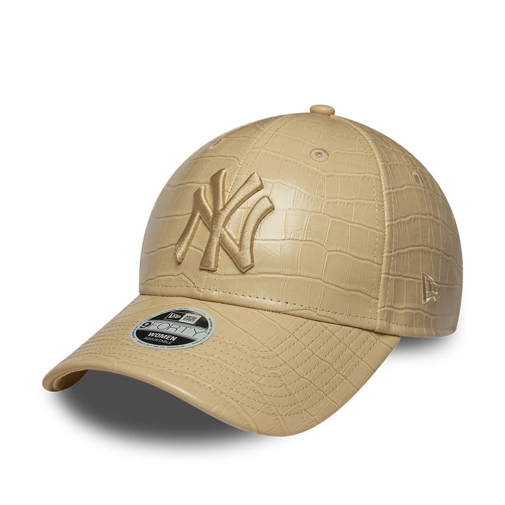 New York Yankees Womens MLB Pattern PU Light Beige 9FORTY Adjustable Cap-kentox