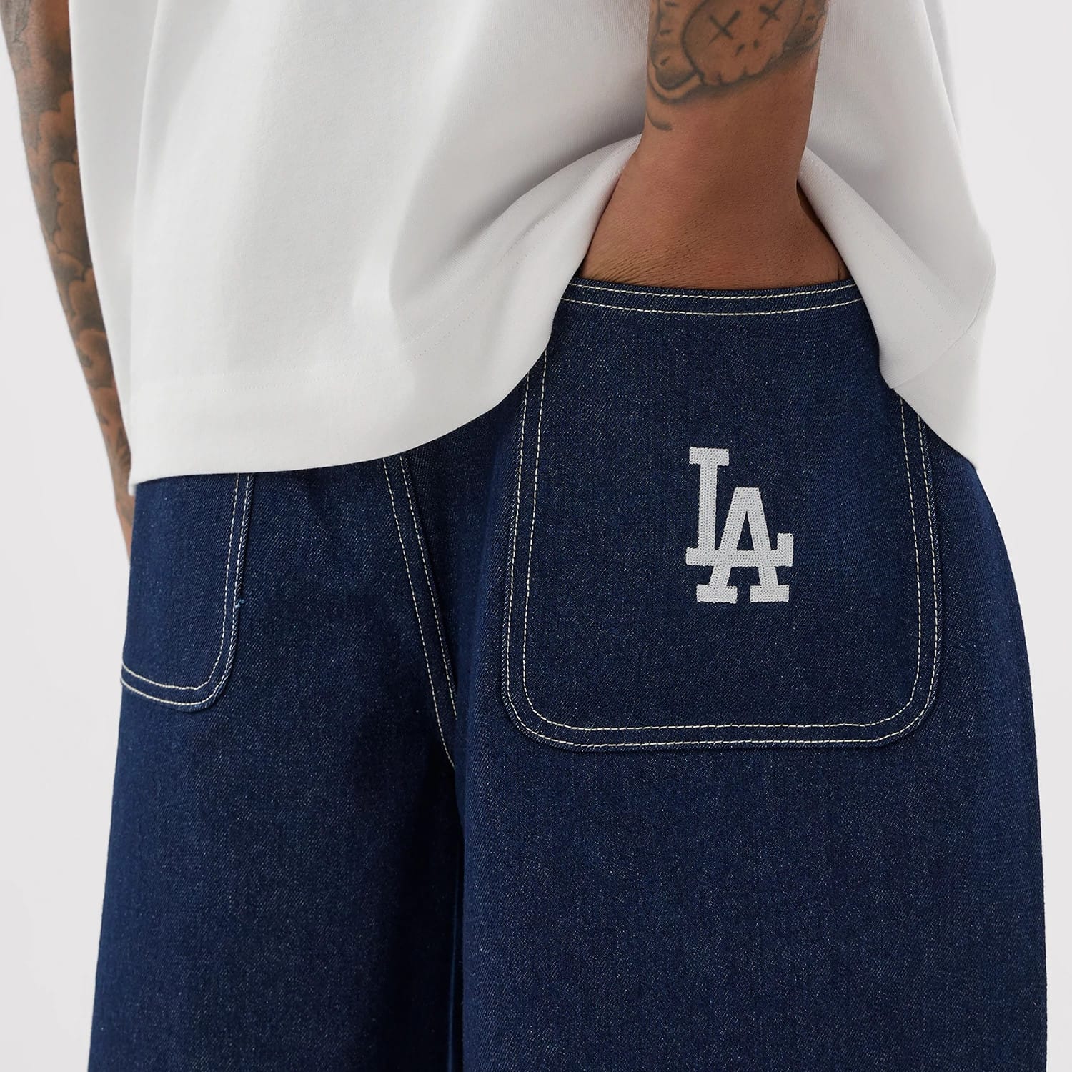LA Dodgers MLB Jort Dark Blue Oversized Shorts-kentox