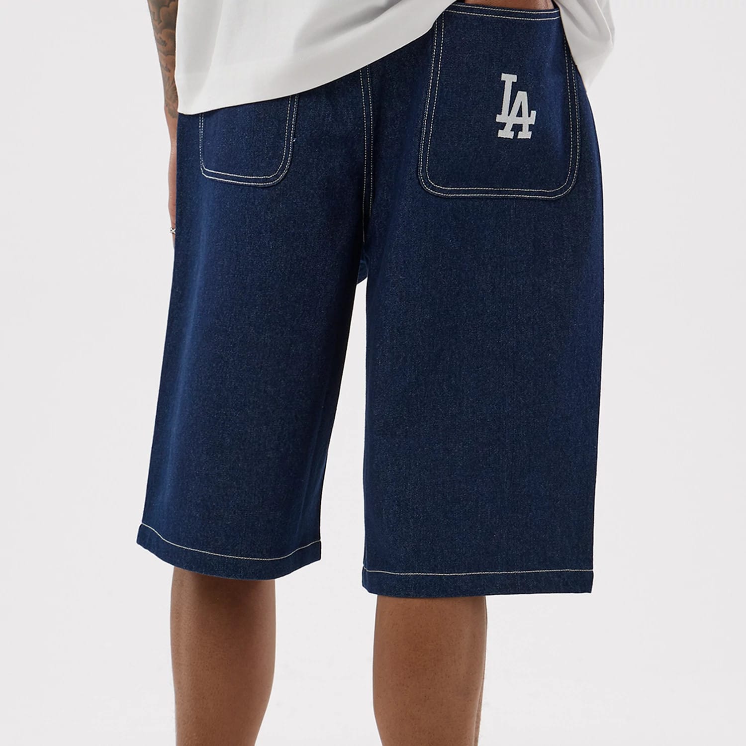 LA Dodgers MLB Jort Dark Blue Oversized Shorts-kentox