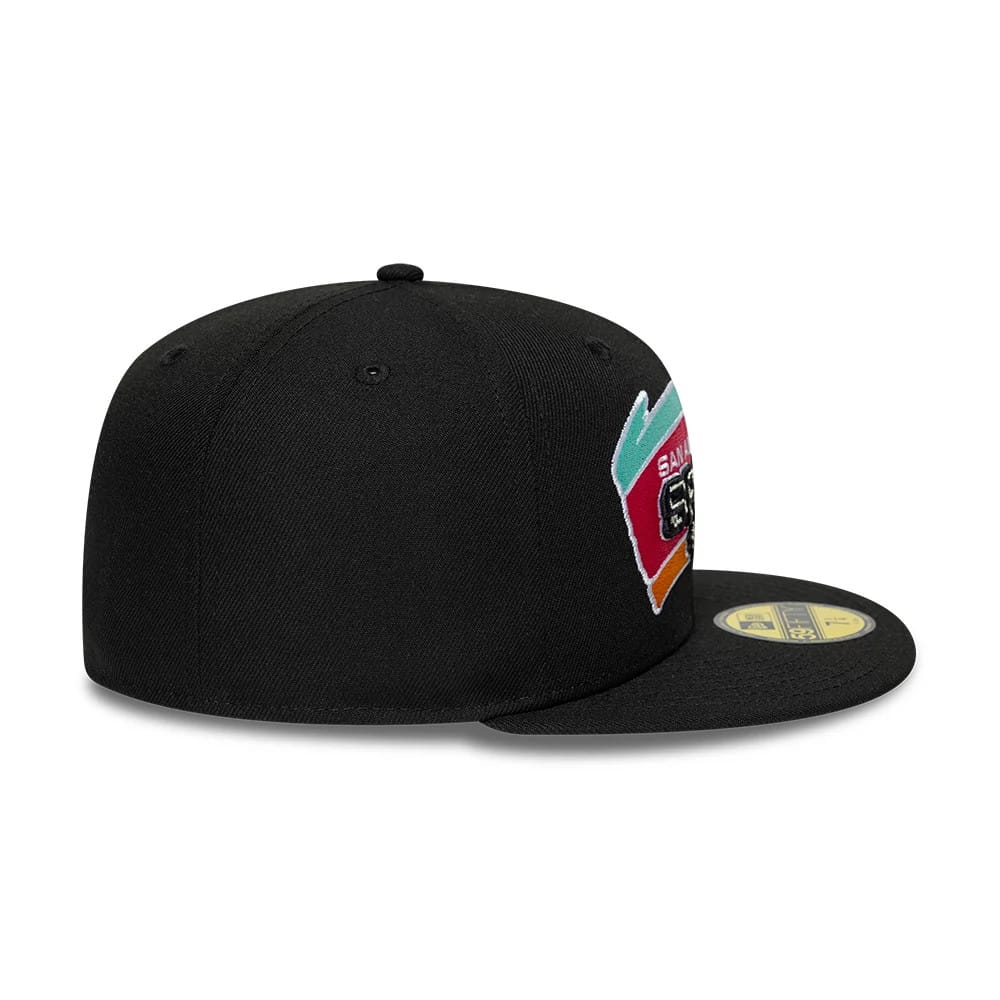 San Antonio Spurs NBA Hardwood Classic Black 59FIFTY Fitted Cap-kentox