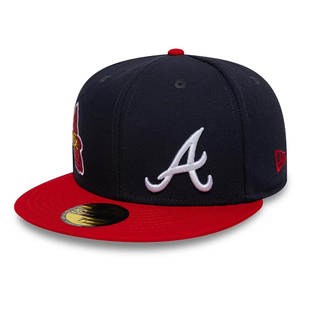 Atlanta Braves MLB Multi Logo Satin Lined Navy 59FIFTY Fitted Cap-kentox