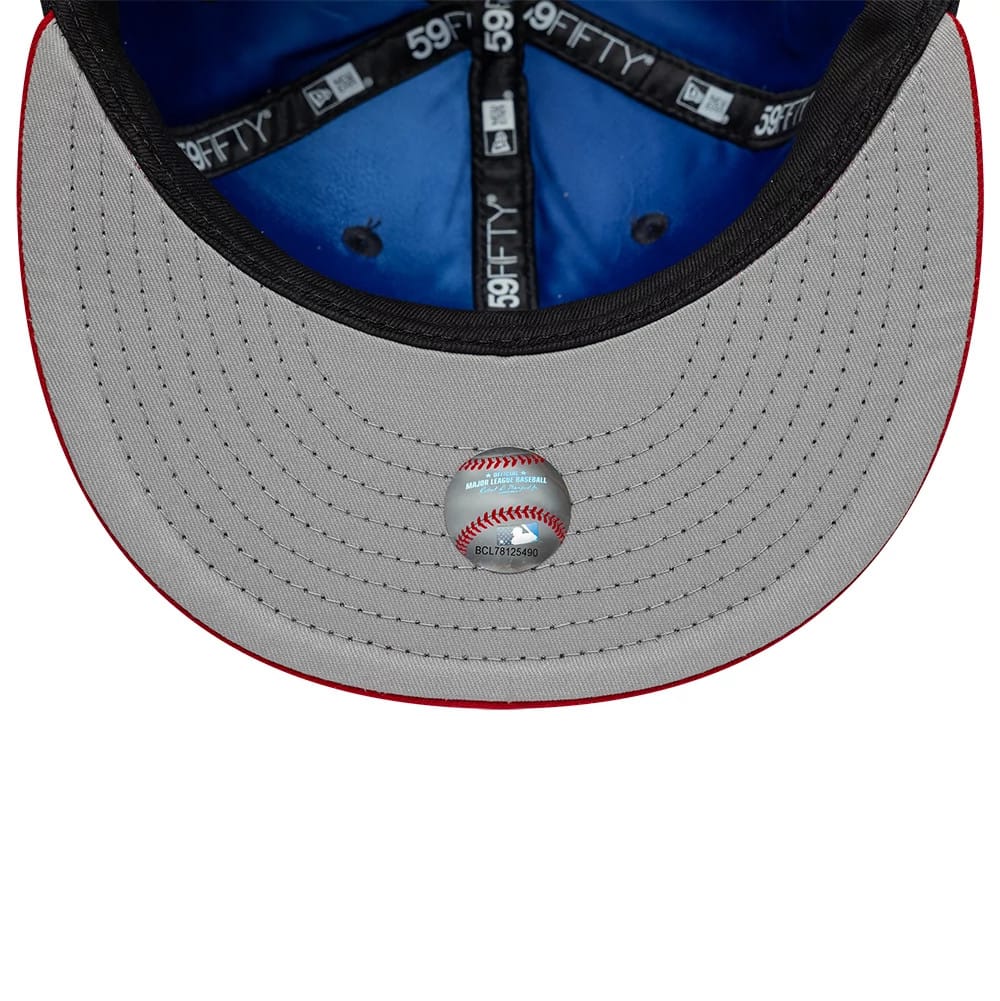 Atlanta Braves MLB Multi Logo Satin Lined Navy 59FIFTY Fitted Cap-kentox