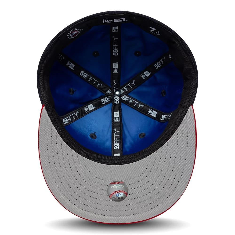 Atlanta Braves MLB Multi Logo Satin Lined Navy 59FIFTY Fitted Cap-kentox