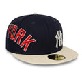 New York Yankees MLB Multi Logo Satin Lined Navy 59FIFTY Fitted Cap-kentox