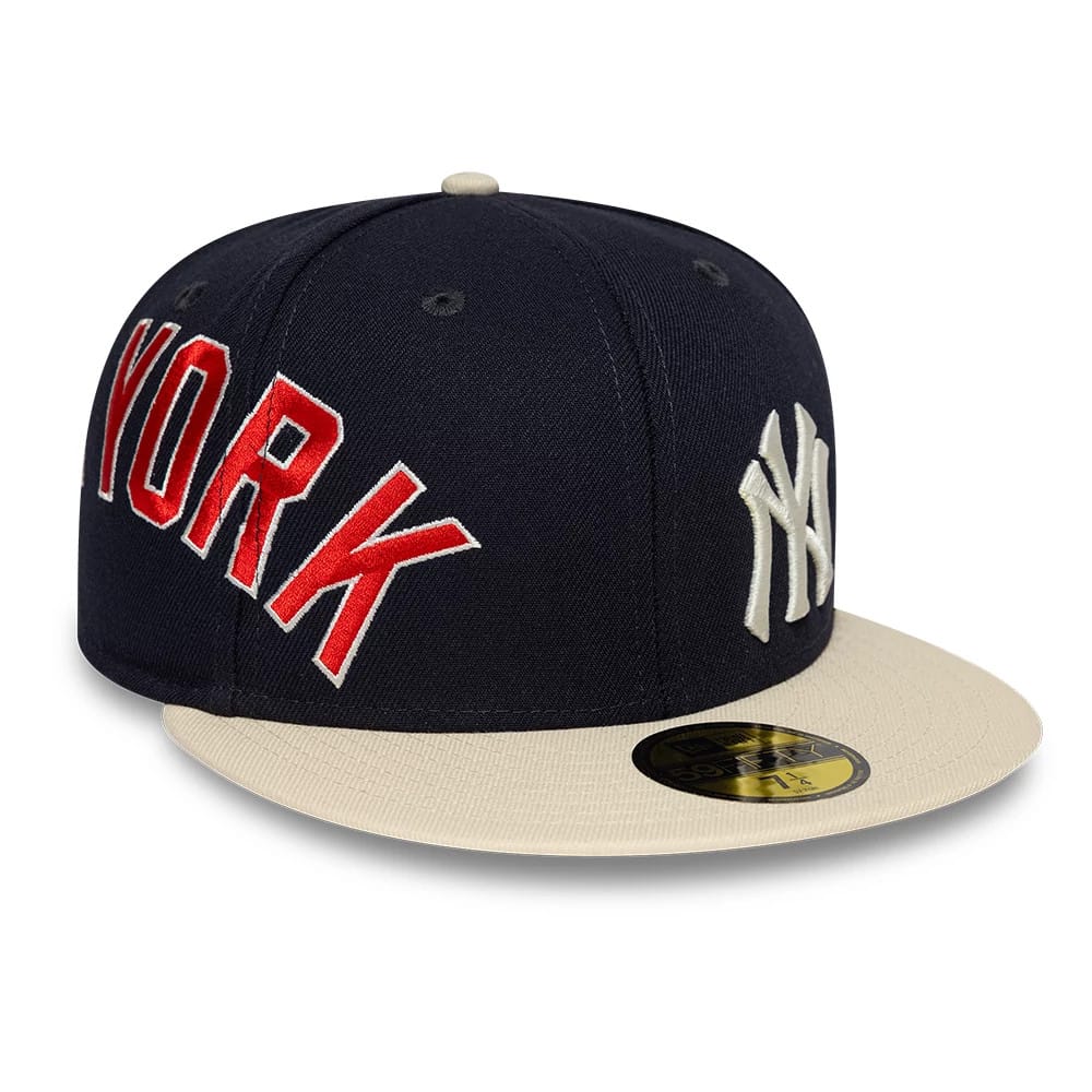 New York Yankees MLB Multi Logo Satin Lined Navy 59FIFTY Fitted Cap-kentox