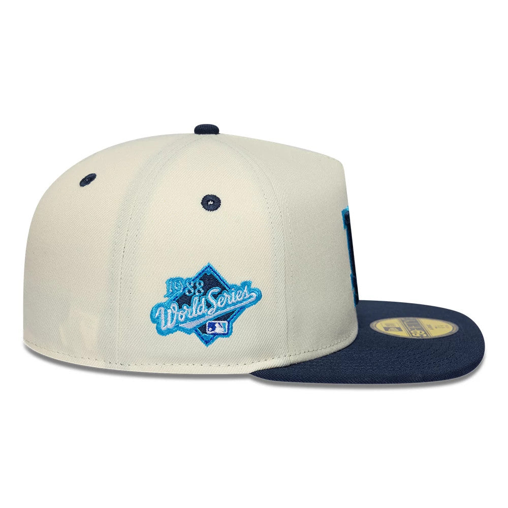 LA Dodgers MLB White 59FIFTY A-Frame Fitted Cap-kentox
