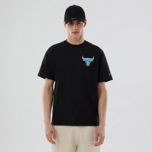 Chicago Bulls NBA Neon Light Black T-Shirt-kentox
