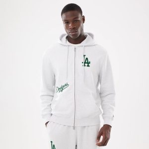 LA Dodgers MLB Comfort Grey 2 Way Full Zip Hoodie-kentox