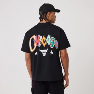 Chicago Bulls MLB Word Art Black T-Shirt-kentox
