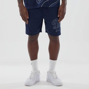 LA Dodgers MLB Mix League Blue Oversized Mesh Shorts-kentox