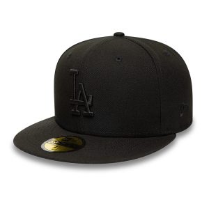 LA Dodgers MLB Black on Black 59FIFTY Fitted Cap-kentox