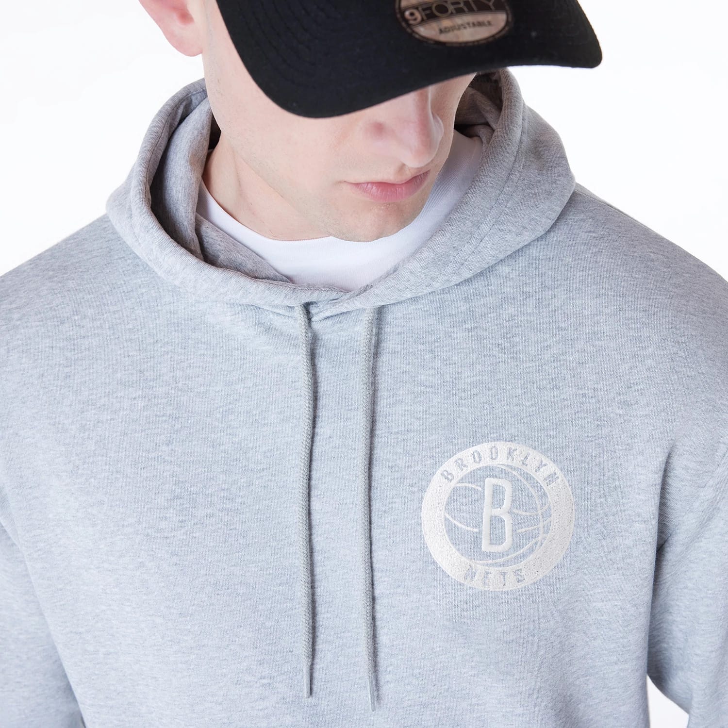 Brooklyn Nets NBA League Essential Grey Oversized Pullover Hoodie-kentox - Image 6