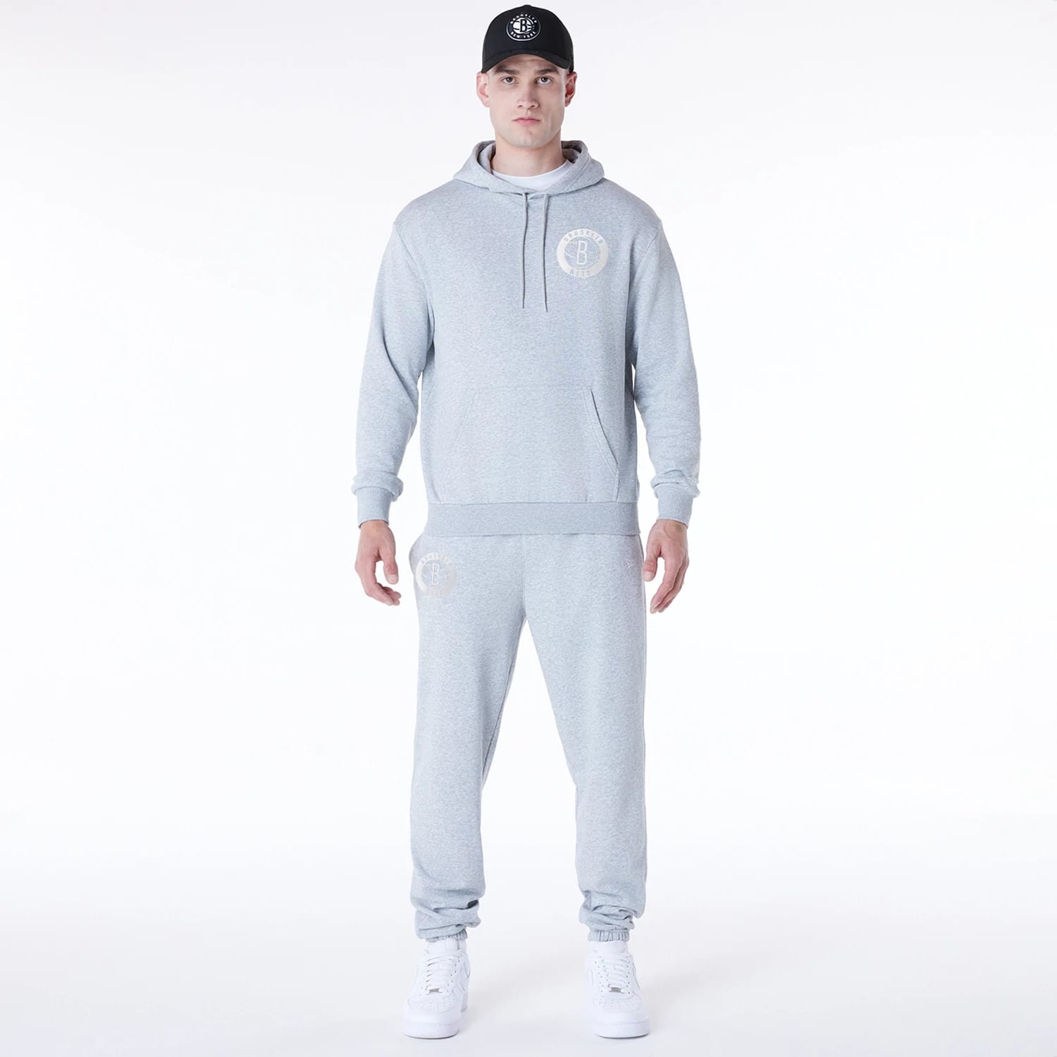 Brooklyn Nets NBA League Essential Grey Oversized Pullover Hoodie-kentox - Image 3