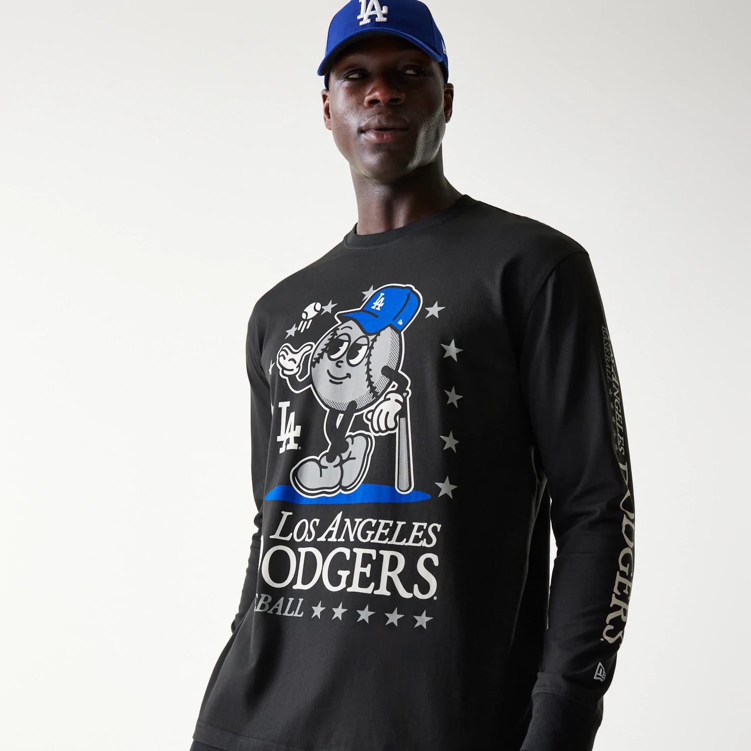 LA Dodgers MLB Character Black Long Sleeve T-Shirt-kentox - Image 3