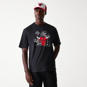 Chicago Bulls NBA Palm Tree Black Oversized T-Shirt-kentox