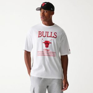 Chicago Bulls NBA Team Graphic White Oversized T-Shirt-kentox