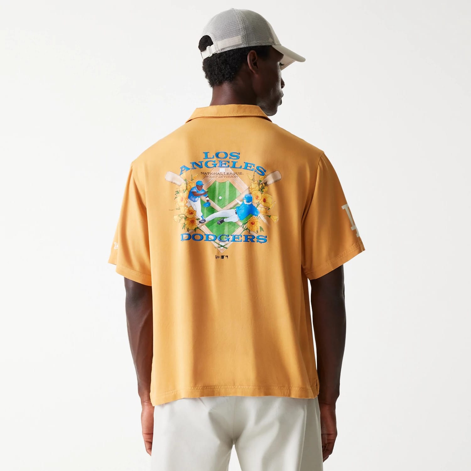 LA Dodgers MLB Graphic Beige Revere Short Sleeve Shirt-kentox - Image 2