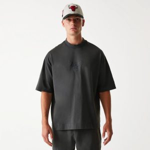 Chicago Bulls NBA Washed Grey Box T-Shirt-kentox