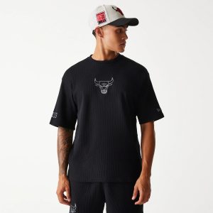 Chicago Bulls NBA Waffle Black Oversized T-Shirt-kentox