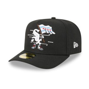 Chicago White Sox MLB Cartoon Black 59FIFTY A-Frame Fitted Cap-kentox