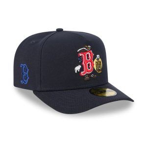 Boston Red Sox MLB Cartoon Navy 59FIFTY A-Frame Fitted Cap-kentox