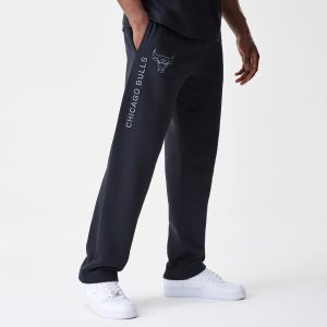 Chicago Bulls NBA Linear Black Straight Leg Joggers-kentox