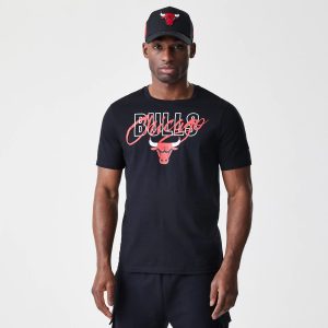 Chicago Bulls NBA Script Black T-Shirt-kentox