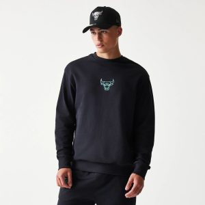 Chicago Bulls NBA Black Oversized Crew Neck Sweater-kentox