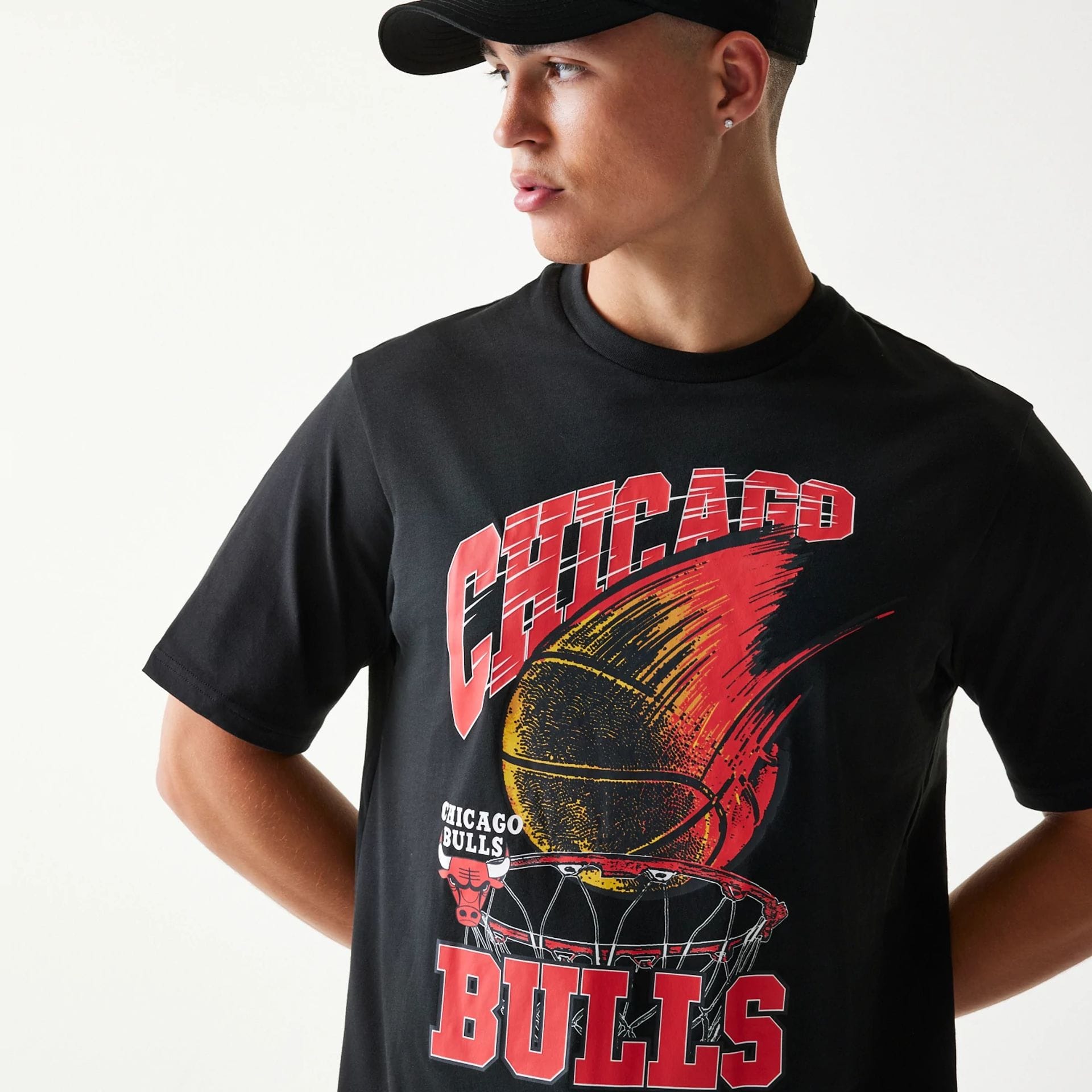 Chicago Bulls NBA Ball Graphic Black T-Shirt-kentox - Image 5