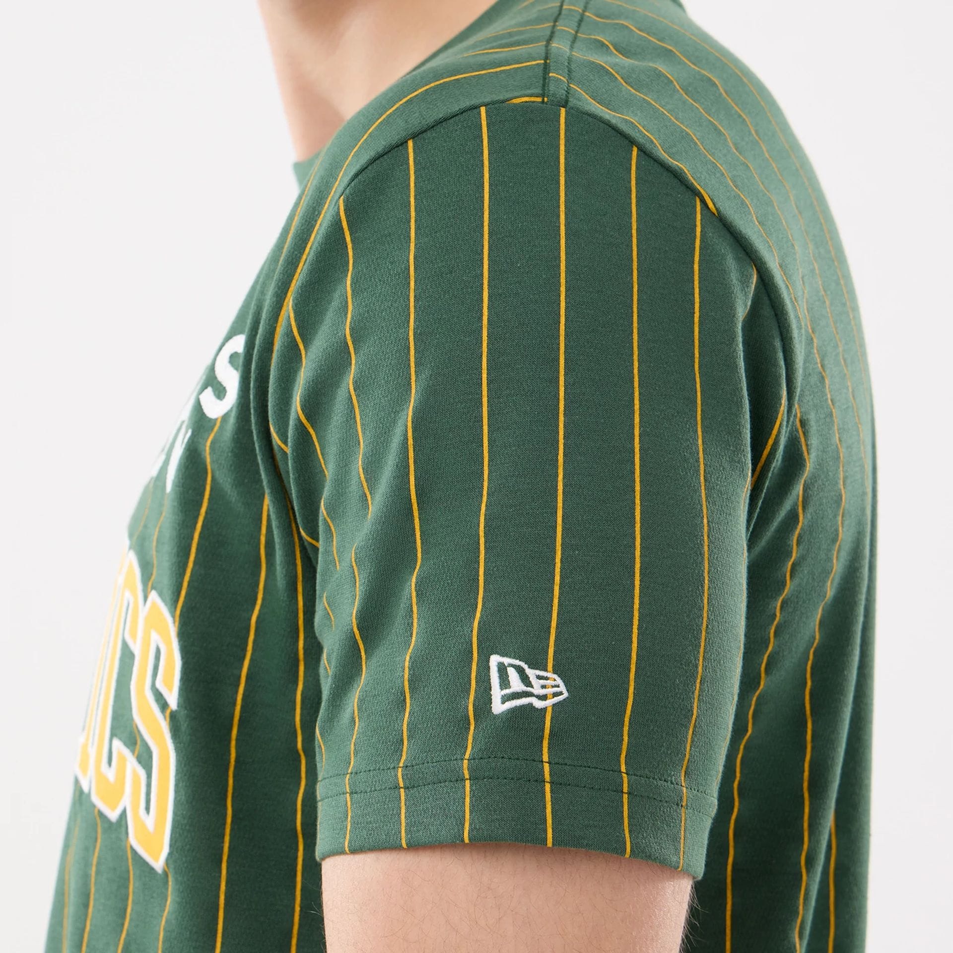 Athletics MLB Pinstripe Dark Green T-Shirt-kentox - Image 3