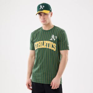 Athletics MLB Pinstripe Dark Green T-Shirt-kentox
