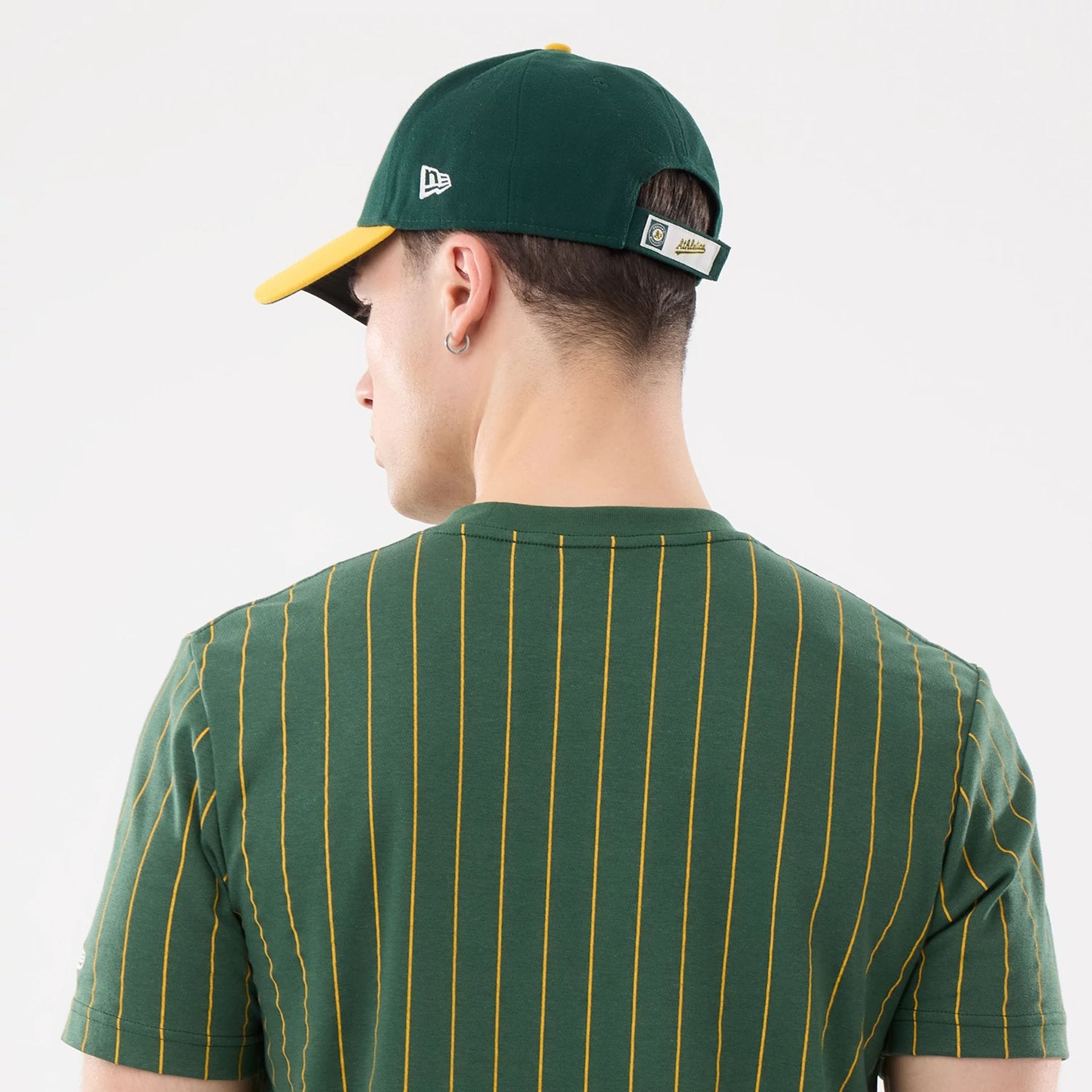 Athletics MLB Pinstripe Dark Green T-Shirt-kentox - Image 5