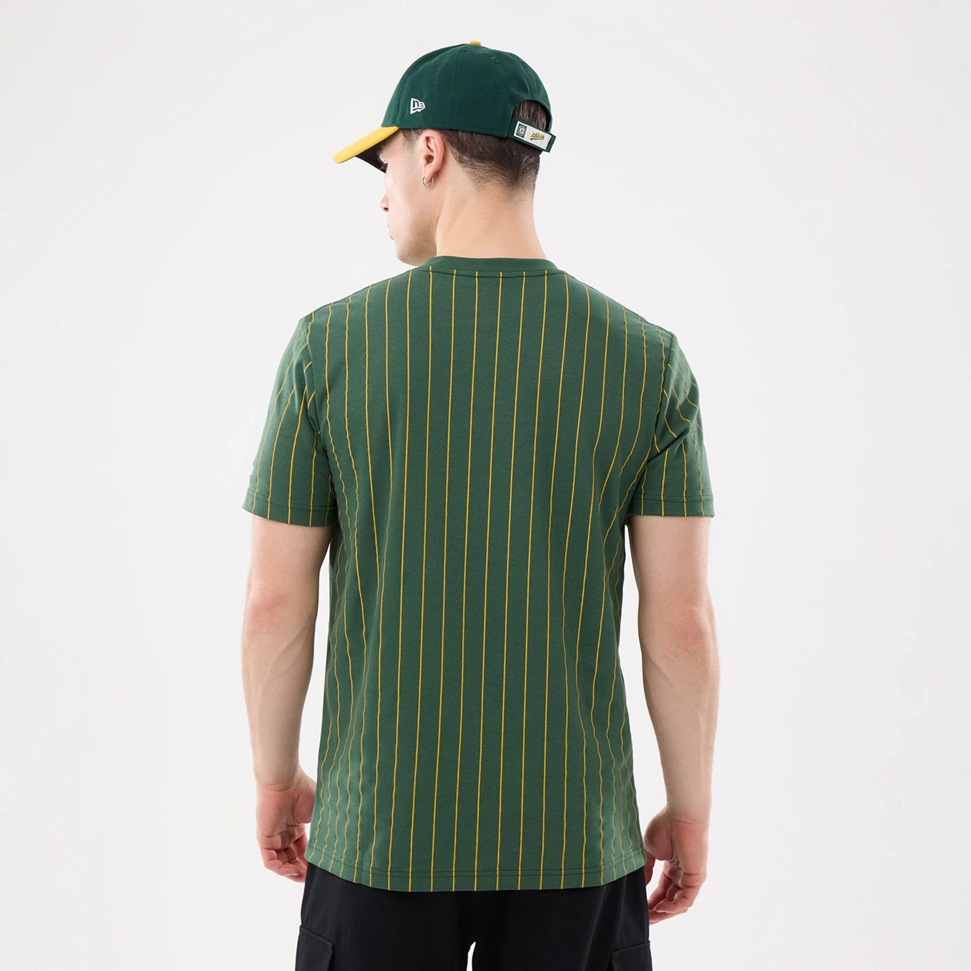 Athletics MLB Pinstripe Dark Green T-Shirt-kentox - Image 2