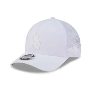 LA Dodgers MLB Badged White 9FORTY M-Crown A-Frame Trucker Adjustable Cap-kentox