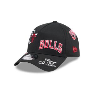 Chicago Bulls NBA All Over Black 9FORTY A-Frame Adjustable Cap-kentox