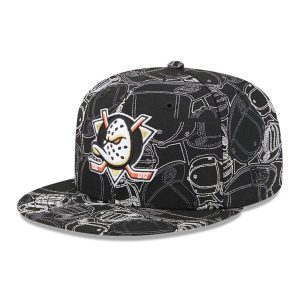 Anaheim Ducks NHL Cap Scramble Black 59FIFTY Fitted Cap-kentox