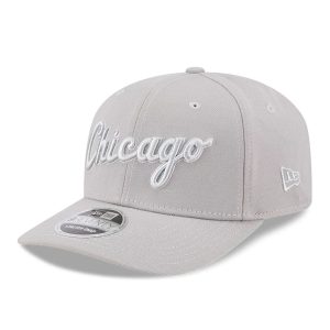 Chicago Bulls NBA Script Grey 9SEVENTY Stretch Snap Adjustable Cap-kentox