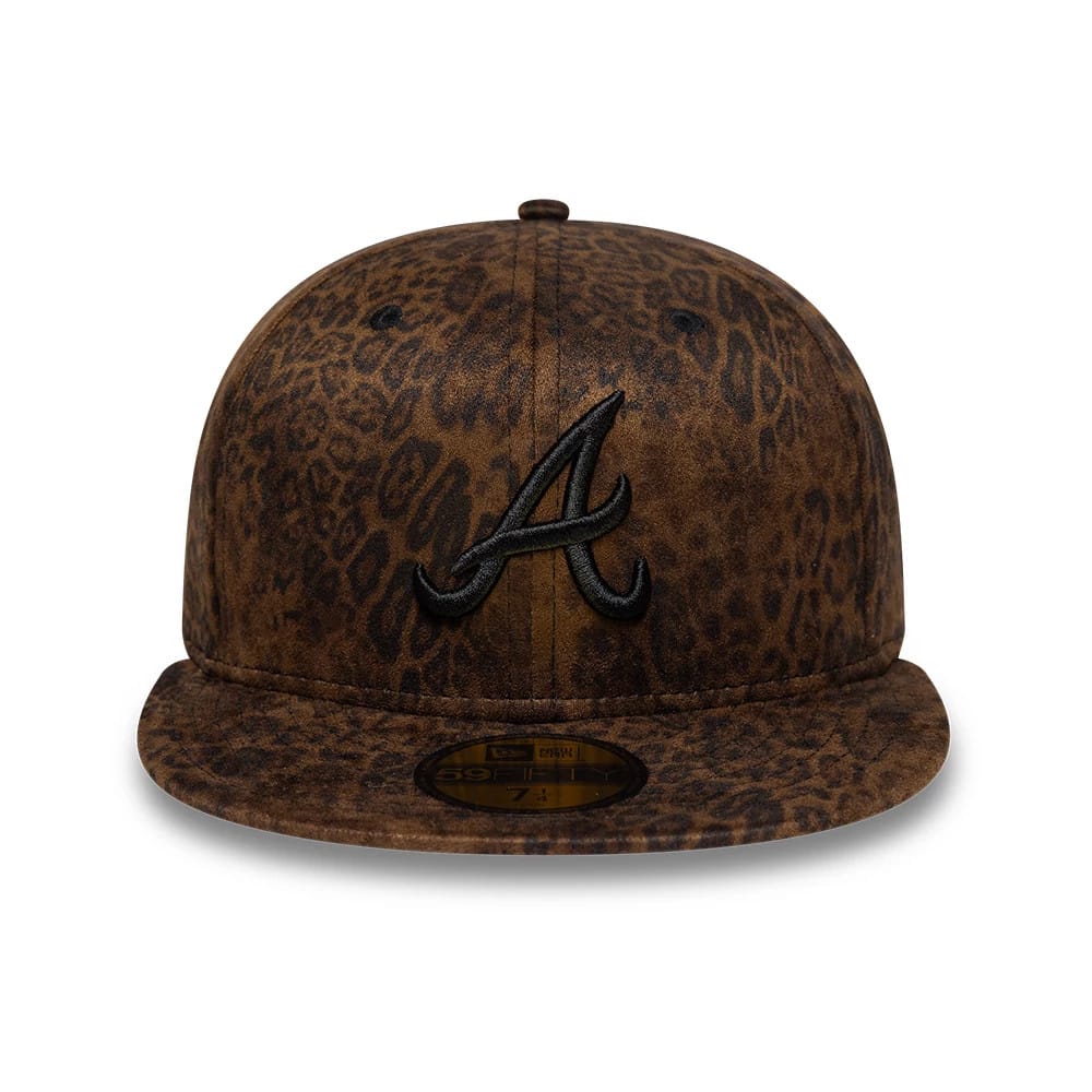 Atlanta Braves MLB Leopard Black 59FIFTY Fitted Cap-kentox - Image 3
