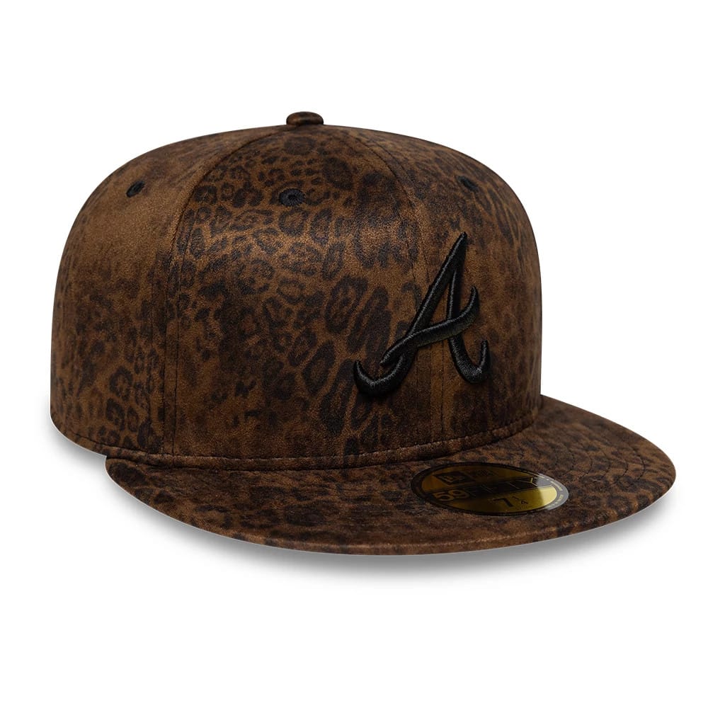 Atlanta Braves MLB Leopard Black 59FIFTY Fitted Cap-kentox - Image 4