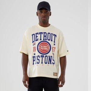 Detroit Pistons NBA Hardwood Classic Cream T-Shirt-kentox