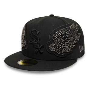 Chicago White Sox MLB Beaded Wings Black 59FIFTY Fitted Cap-kentox