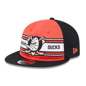 Anaheim Ducks NHL Team Stripes Orange Retro Crown 9FIFTY Adjustable Cap-kentox