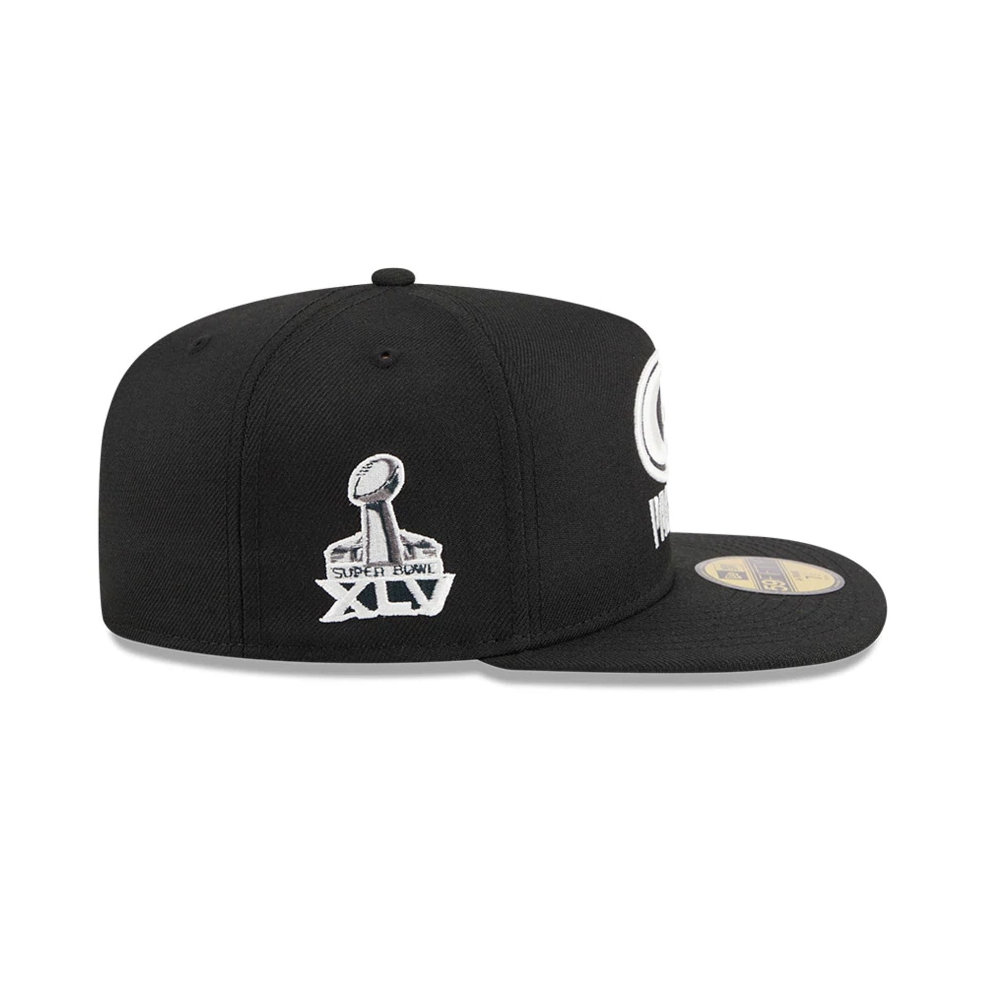Green Bay Packers NFL Chiseled Embroidery Black 59FIFTY A-Frame Fitted Cap-kentox - Image 5