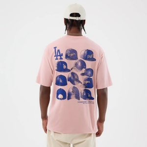 LA Dodgers MLB Cap Graphic Pastel Pink Oversized T-Shirt-kentox